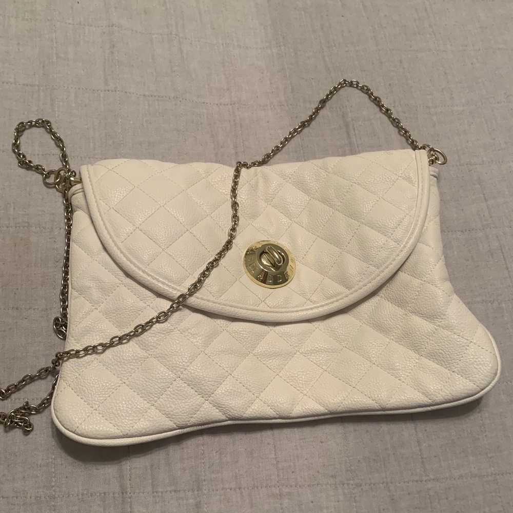 Steve Madden white leather quilted purse